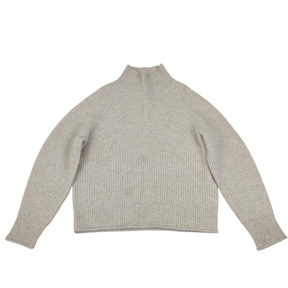White+Warren 100% Cashmere Ribbed Standneck Sweater Mock Neck Womens Medium Knit - Picture 1 of 10